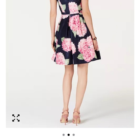 Jessica Howard Navy and Pink Floral Midi Dress - Picture 3 of 11